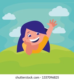 happy little girl in the camp