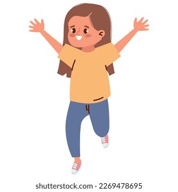 happy little girl celebrating character