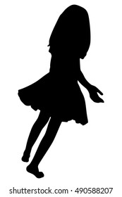 Happy little girl dancing isolated on white background