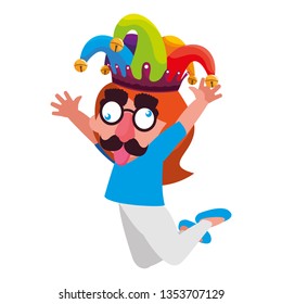 happy little girl with fools day mask