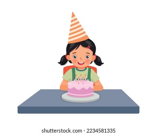 niña feliz divirtiéndose celebrando su fiesta de cumpleaños