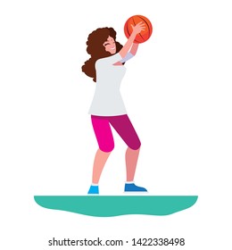 happy little girl playing basketball