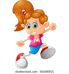 happy little girl walking