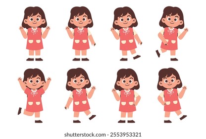 Happy Little Girl Waving Hand	