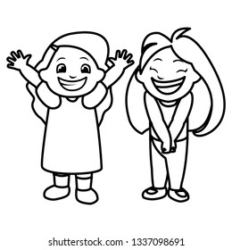 happy little girls celebrating