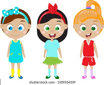 Happy Little Girls Vector Illustration Cartoon Stock Vector (Royalty ...