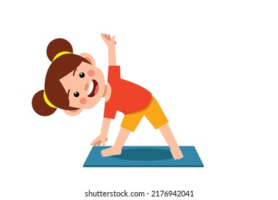 Happy Little Kid Doing Exercise Cute Stock Vector (Royalty Free ...