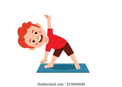 Happy Little Kid Doing Exercise Cute Stock Vector (Royalty Free ...