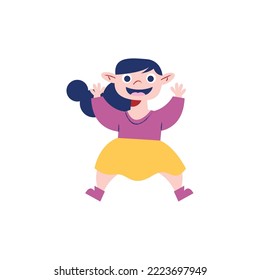 happy little kid girl character