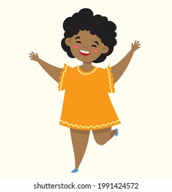 Happy little kid isolated in the flat style on white background