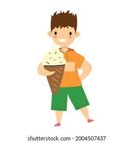 Niño feliz aislado en un estilo plano con fondo blanco