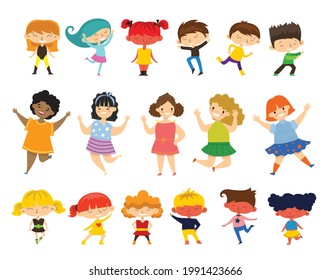 Happy little kids collection set. Isolated on white background