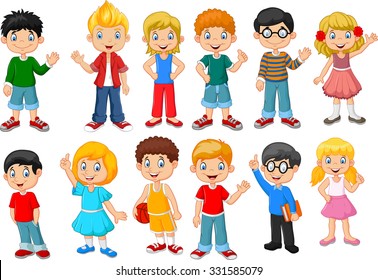Happy little kids collection set. isolated on white background 
