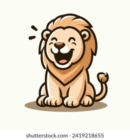 happy little lion king cartoon character mascot