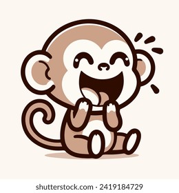 happy little monkey cartoon character mascot