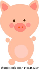 Happy little pig, illustration, vector on white background.