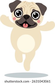 Happy Little Pug with Open Arms