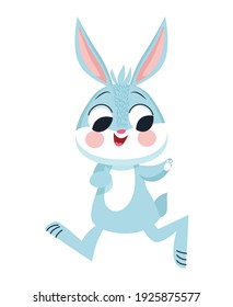 happy little rabbit running character vector illustration design