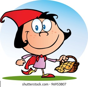 Happy Little Red Riding Hood. Vector illustration with simple gradients. All in a single layer.