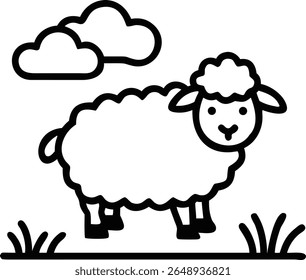 Happy Little Sheep Playing Under the Bright Blue Sky