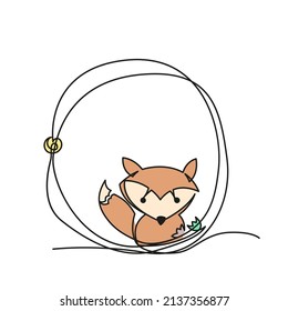 Happy little squirrel. Happy squirrel illustration continuous line drawing. Vector illustration.