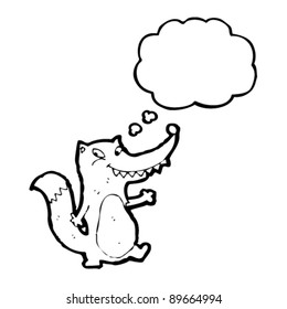 happy little wolf cartoon character