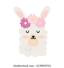 Happy Llama Face With Flowers