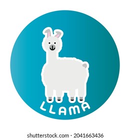 Happy Llama - funny cartoon animal. Children character. Simple vector illustration with dropped shadow.