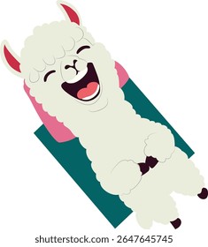 Happy Llama Lying Down Laughing