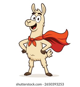 Happy Llama Superhero, Super Llama in Cape, Funny Llama Mascot, Animal Superhero Clipart, Cute Llama Superhero