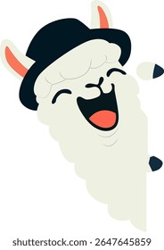 Happy Llama Wearing Bowler Hat
