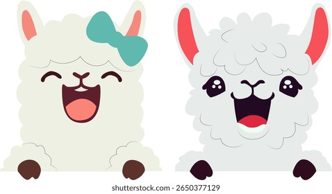 Happy Llamas Cartoon hand drawn