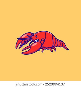 Happy Lobster Mascot Character Cartoon Vector Illustrations. Sea Creatures Design.