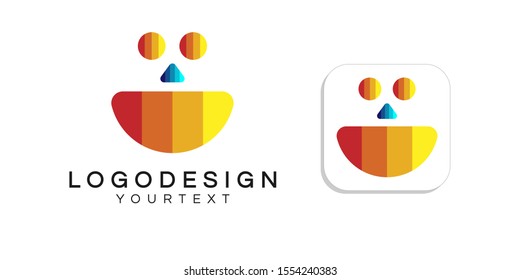 happy logo design. icon app smartphone color full