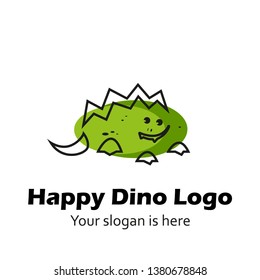 Happy Logo. Dinosaur logo. A cute animal symbolizing a dinosaur, or a lizard, or a reptile like them.