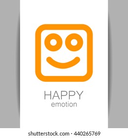 Happy logo template. Concept logotype design for company. Positive emotions, happy games, entertainment sphere. Vector graphic illustration.