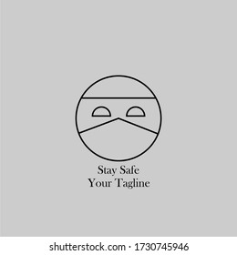 Happy logo,face mask logo,stay safe logo