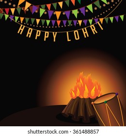 Happy Lohri background (Punjabi festival). EPS 10 vector illustration.