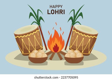 Felices antecedentes de Lohri. Diseño de ilustración vectorial.