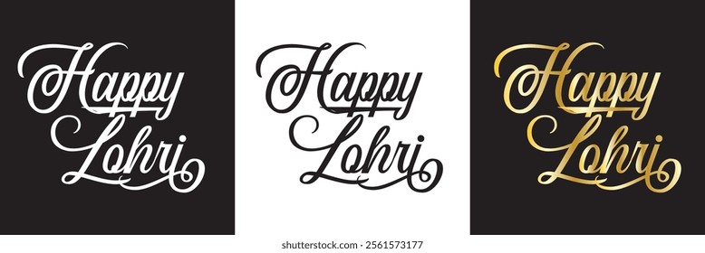 Happy Lohri Celebration Poster with text.  Vector illustration. isolated on white and black background. EPS 10