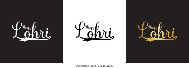 Happy Lohri Celebration Poster with text.  Vector illustration. isolated on white and black background. EPS 10