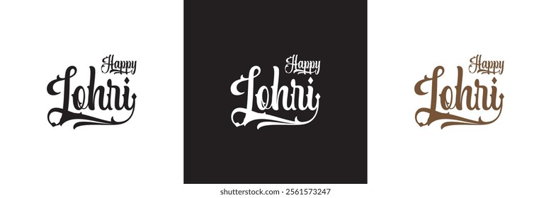 Happy Lohri Celebration Poster with text.  Vector illustration. isolated on white and black background. EPS 10