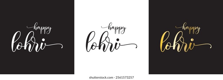 Happy Lohri Celebration Poster with text.  Vector illustration. isolated on white and black background. EPS 10