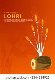 Feliz Lohri ou Lohri com conceito criativo. Festival of Punjab Índia Lohri feriado Fundo com rangoli, Lohri celebração grupo de pessoas tocando dança. Cartão comemorativo, ilustração vetorial 3d.