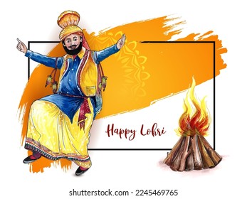 Happy Lohri cultural festival of punjab background design vector