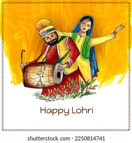 Happy Lohri cultural festival of punjab background design vector