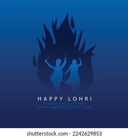 Happy Lohri With dark Background Silhouette . Abstract Vector Illustration design 