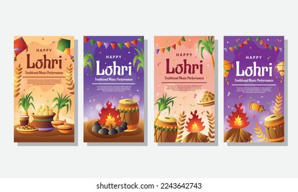 Happy Lohri Day Social Media Story Template. Lohri Day, Fire Work Dance Music Lohri, Lohri