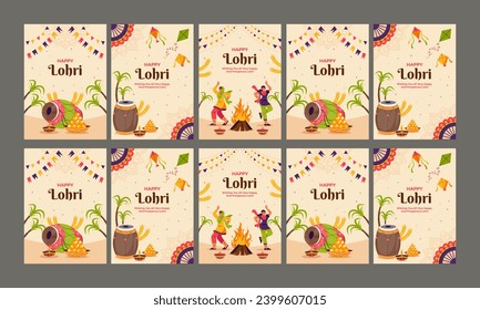 happy lohri day vector illustration flat design