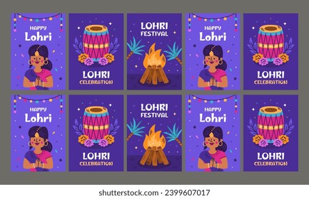 happy lohri day vector illustration flat design